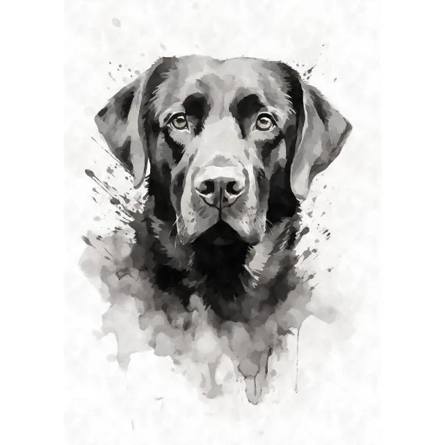 Watercolor Dog Portrait Dog Canvas Painting Black Ink