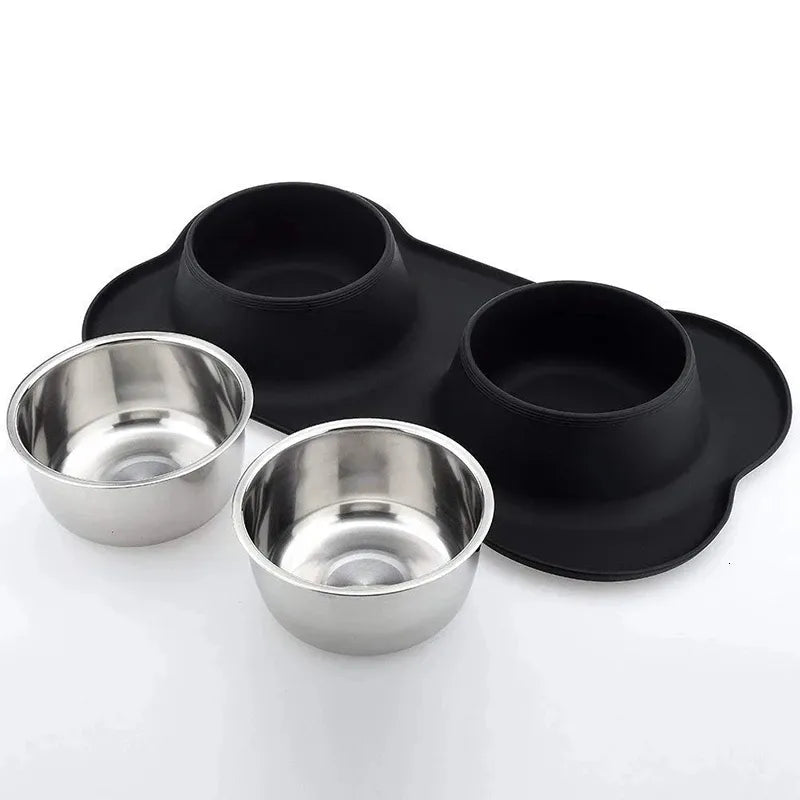 Antislip Double Stainless Steel Food Bowl