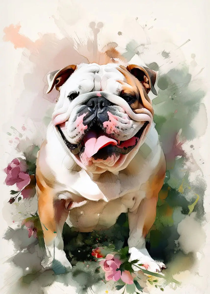 Cute Dog Floral Poster