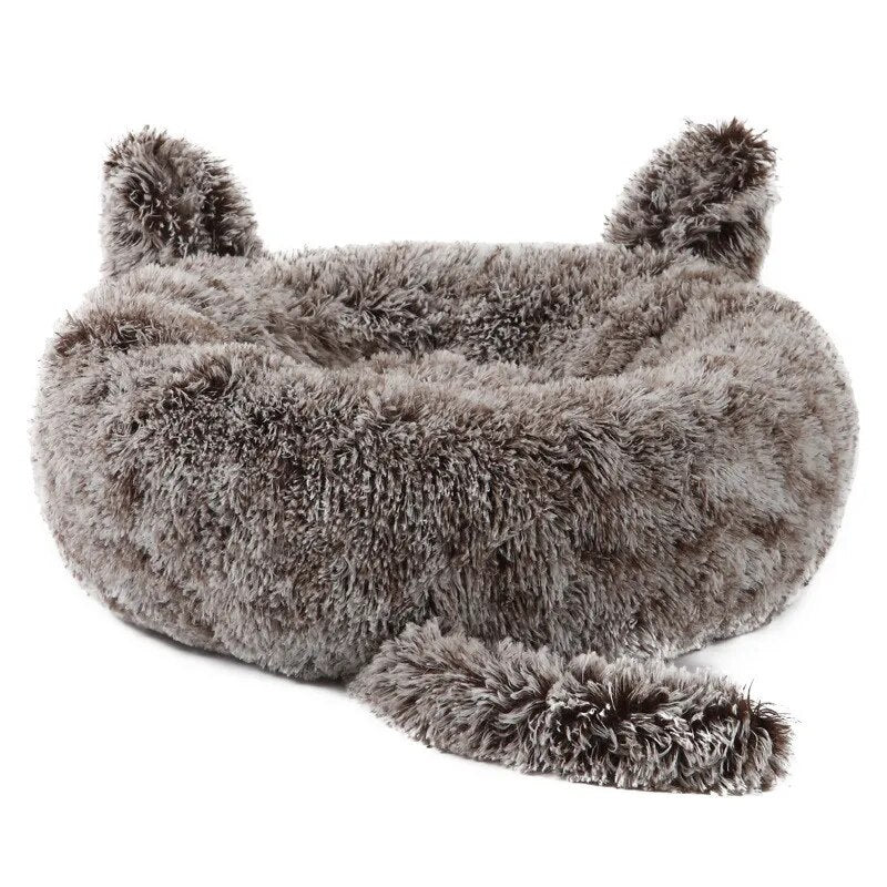 Pet Dog Bed Warm Fleece Round Dog Kennel House