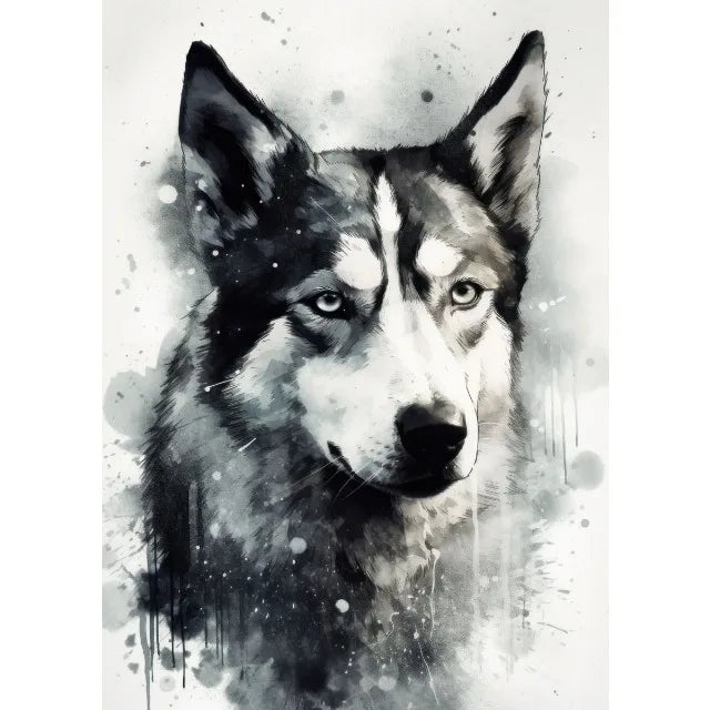 Watercolor Dog Portrait Canvas Painting