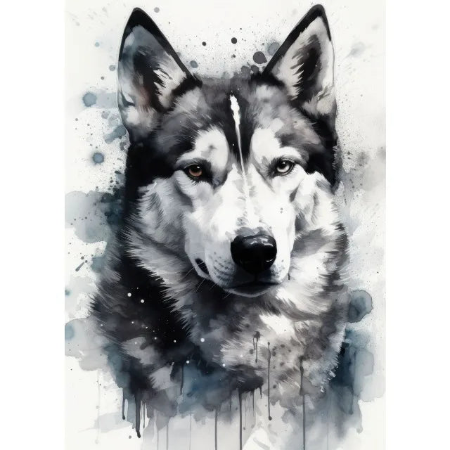 Watercolor Dog Portrait Canvas Painting