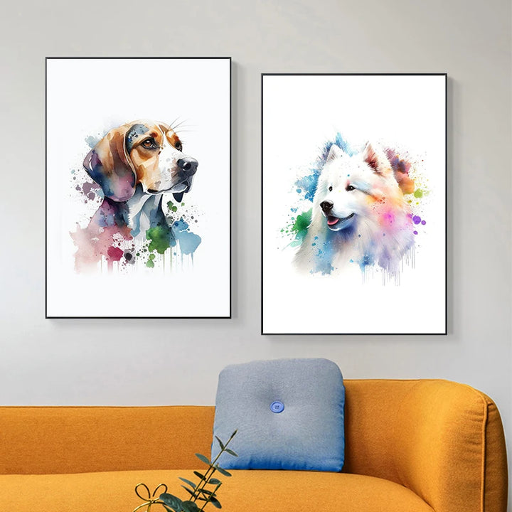 Dog Watercolor Canvas Painting