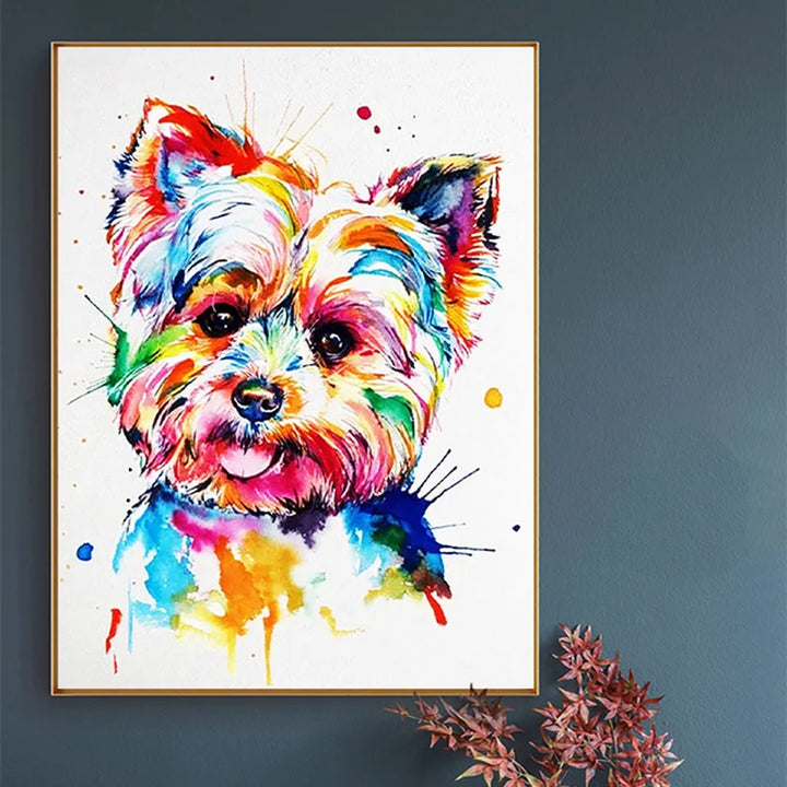 5D DIY Diamond Colorful Dog Painting