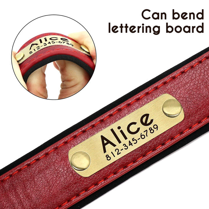 Dog Custom ID Name Leather Collar