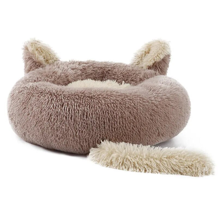 Pet Dog Bed Warm Fleece Round Dog Kennel House