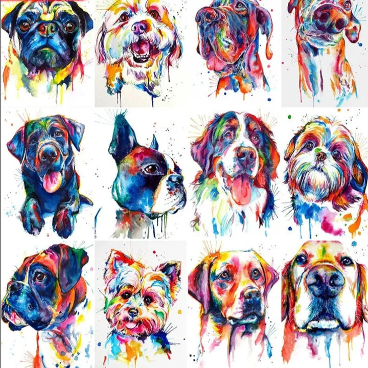 5D DIY Diamond Colorful Dog Painting