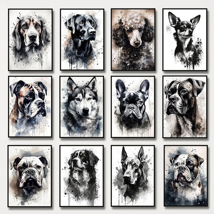 Watercolor Dog Portrait Canvas Painting