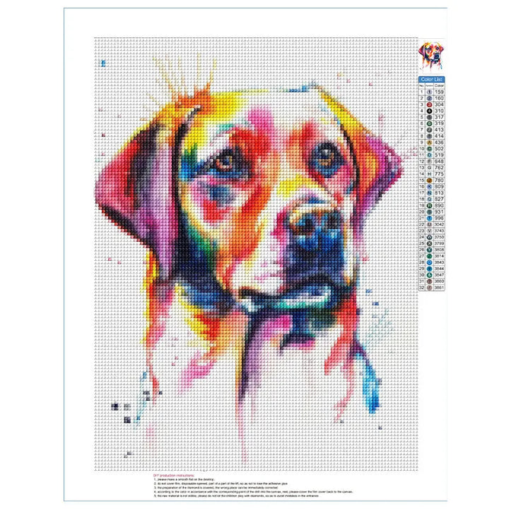 5D DIY Diamond Colorful Dog Painting
