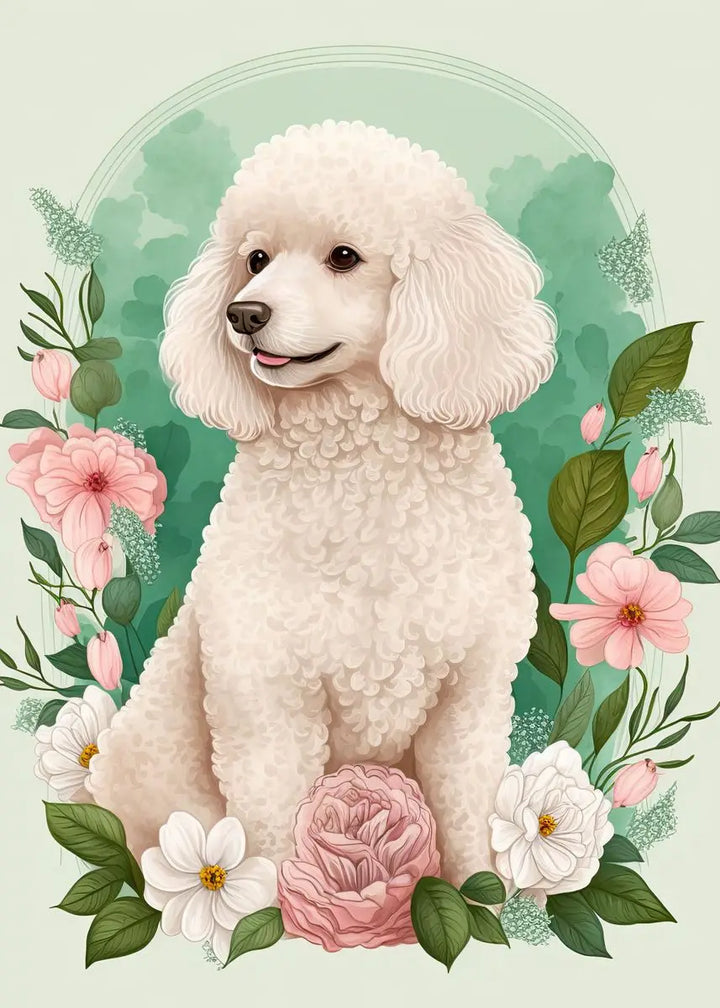 Cute Dog Floral Poster