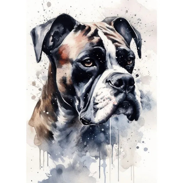 Watercolor Dog Portrait Canvas Painting