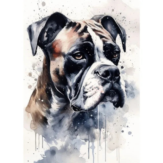 Watercolor Dog Portrait Dog Canvas Painting Black Ink