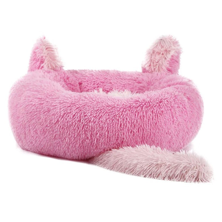 Pet Dog Bed Warm Fleece Round Dog Kennel House