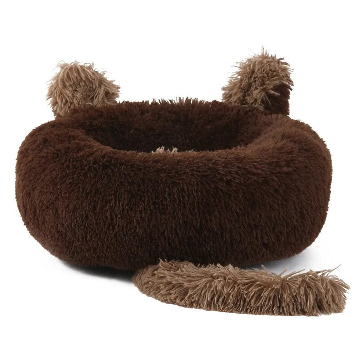 Pet Dog Bed Warm Fleece Round Dog Kennel House