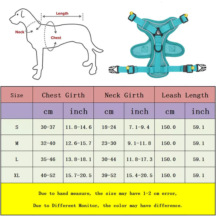 Dog Adjustable Harness Leash Set