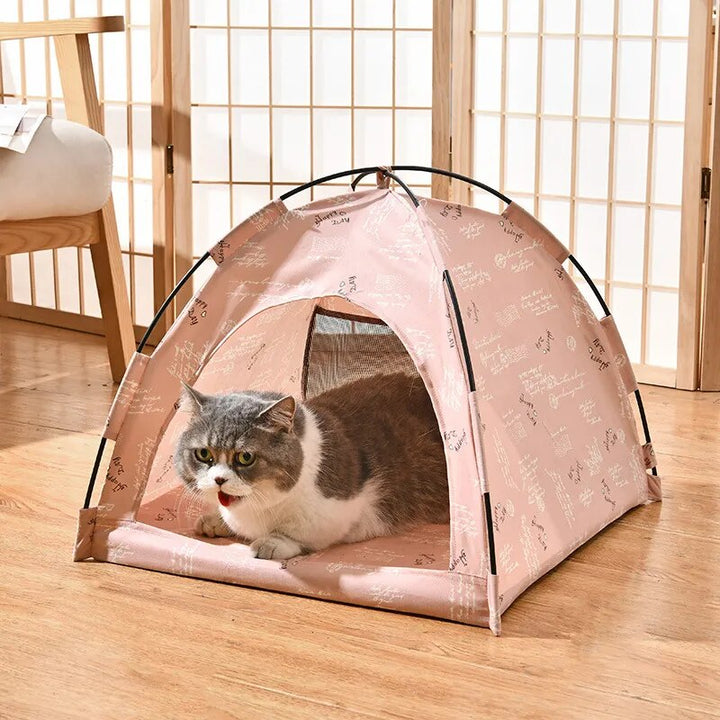Dog Tent House Floral Print Enclosed Bed dog home