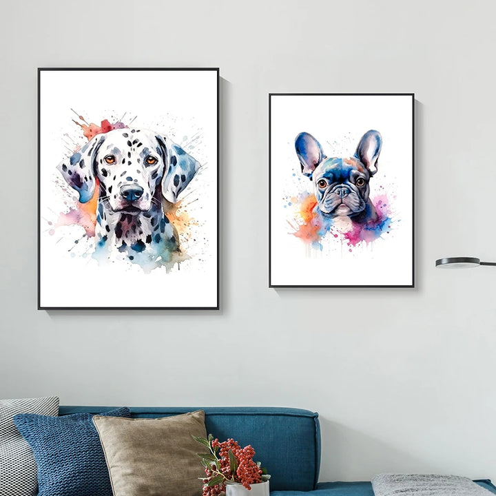 Dog Watercolor Canvas Painting