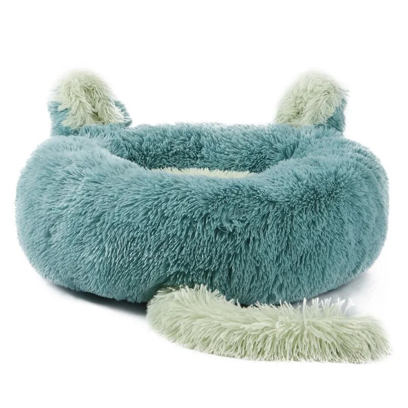Pet Dog Bed Warm Fleece Round Dog Kennel House