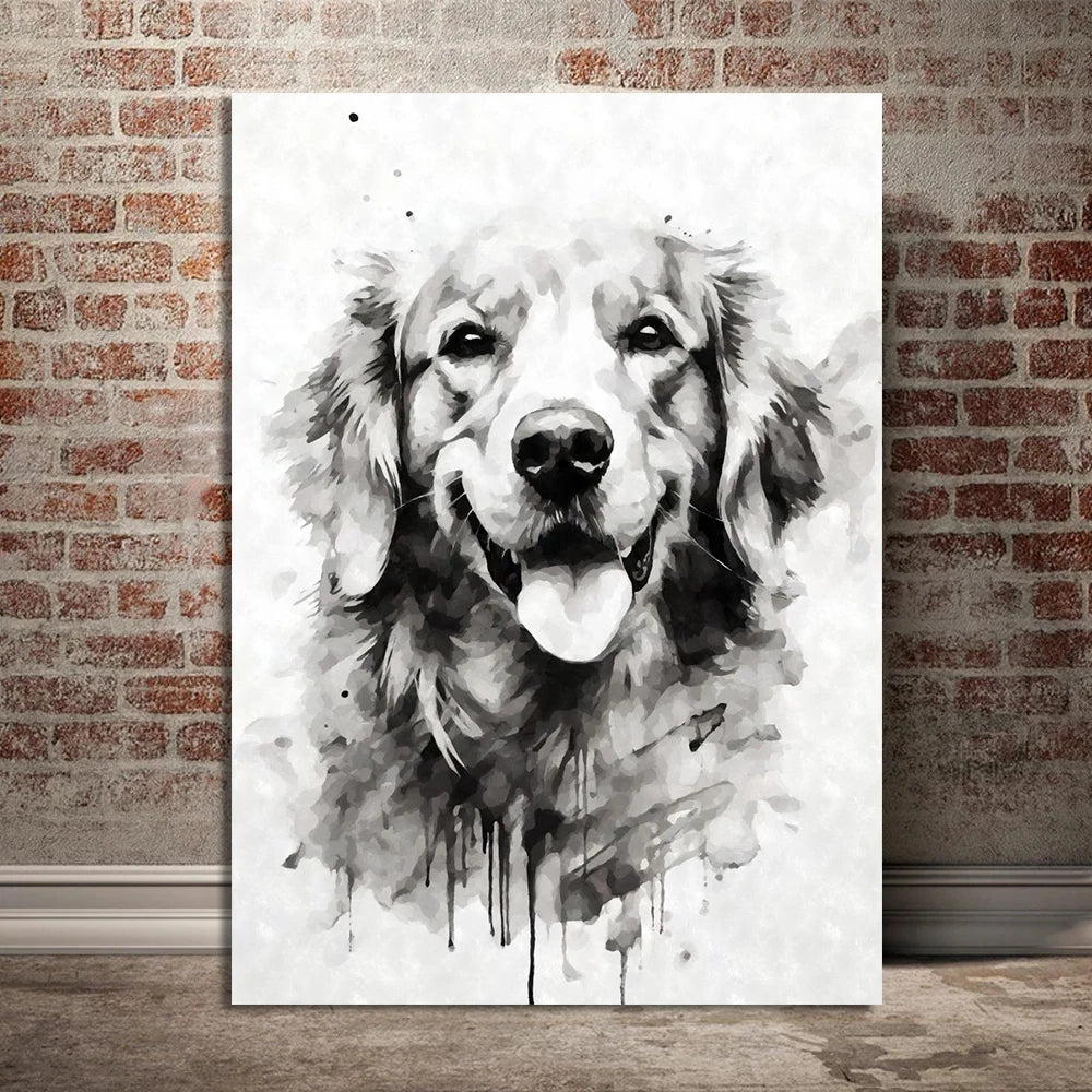 Watercolor Dog Portrait Canvas Painting